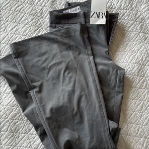 Zara Charcoal Slim-Fit Pants kick flare with sexy slit rockstar! NWT
